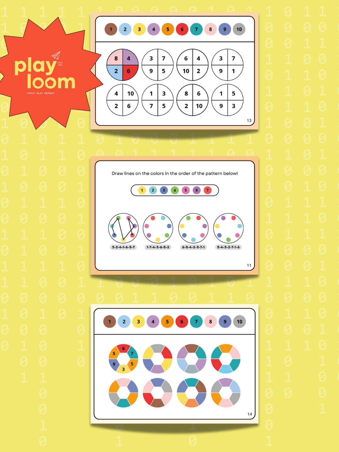 Kids printable loop and sequence worksheet for early coding skills