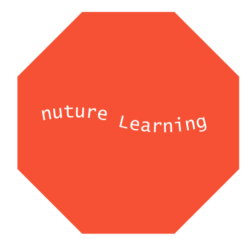 Red octagonal sign with 'nature Learning' text on a white background